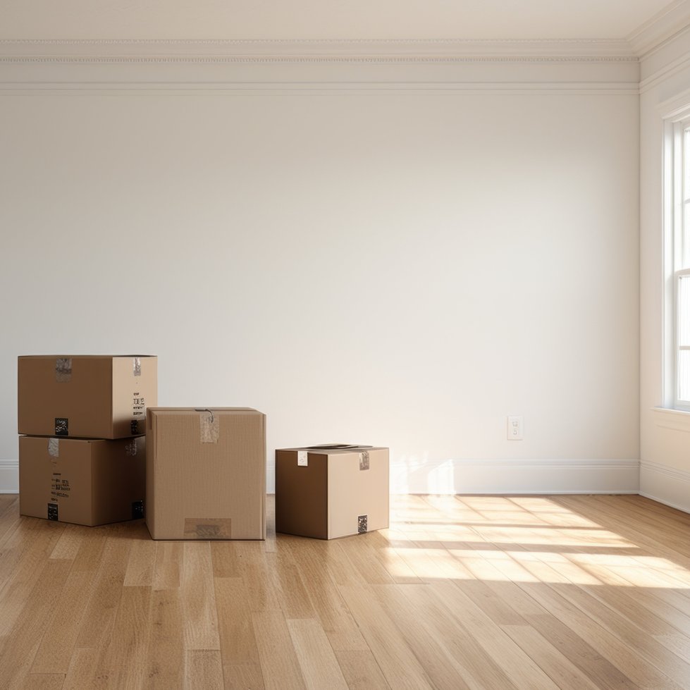 empty home with moving boxes